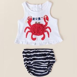 ⭐️HP⭐️Mud Pie|🦀top w/ diaper cover